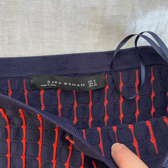 Zara Blue Red Stripe skirt S - Picture 4 of 8